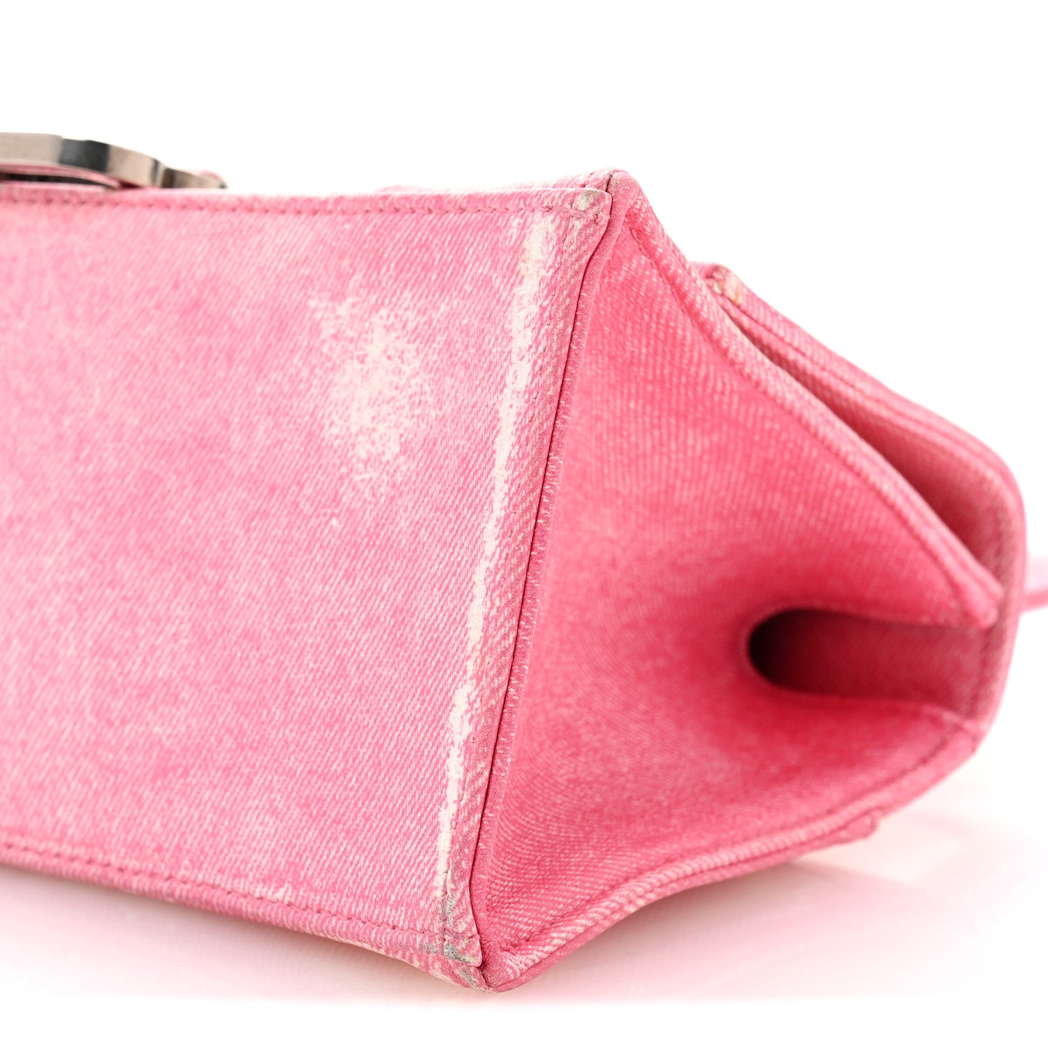 Balenciaga Nappa Denim Printed Small Hourglass Top Handle Bag Denim Pink 10 of 14