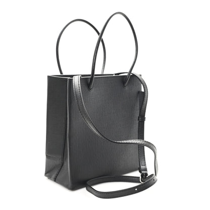 Balenciaga Squared Calfskin Logo North South Shopper Tote XXS Black 3 of 10