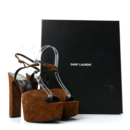 Saint Laurent Cachemire Jodie 95 Tanouk Platform Sandals 38 Land 7 of 9