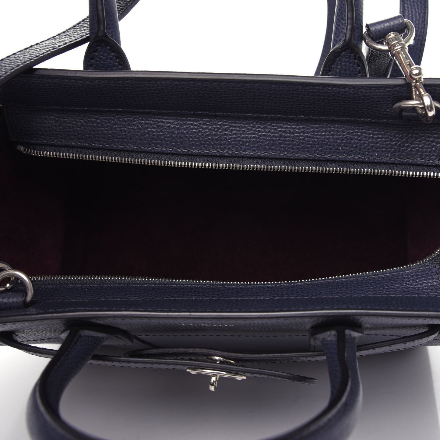 Grained Vegetable Calfskin Mini Zipped Bayswater Navy