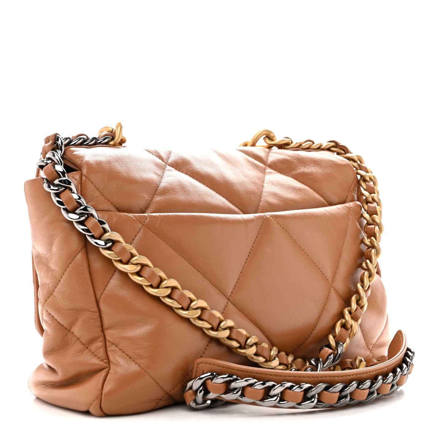 Lambskin Quilted Large Chanel 19 Flap Brown