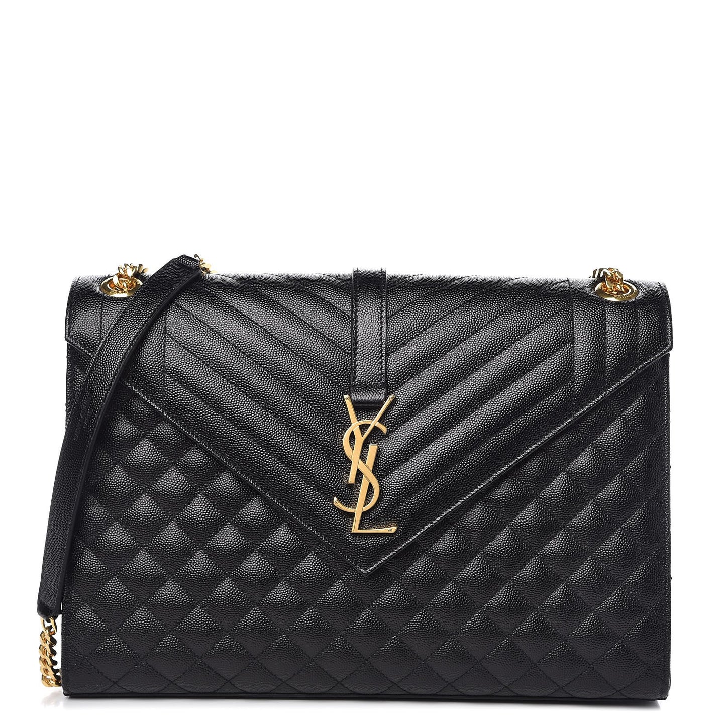 Grain De Poudre Textured Mixed Matelasse Large Triquilt Monogram Satchel Black