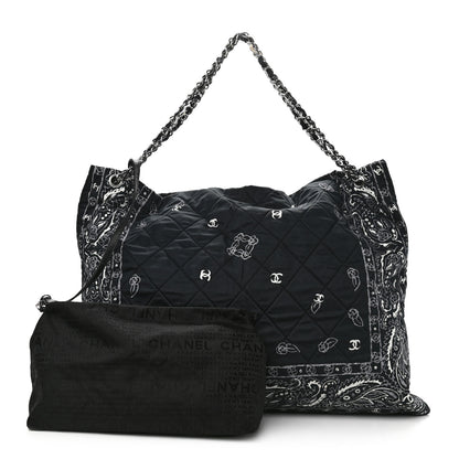 Chanel Cotton Quilted XXL Bandana Shopping Tote Blue 4 of 12