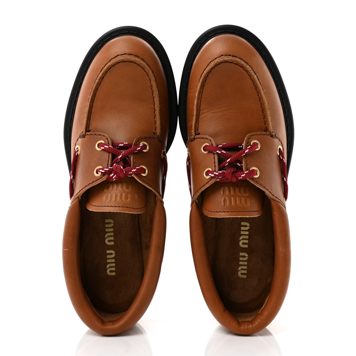 Miu Miu Vitello Platform Loafers 38.5 Cognac 2 of 10