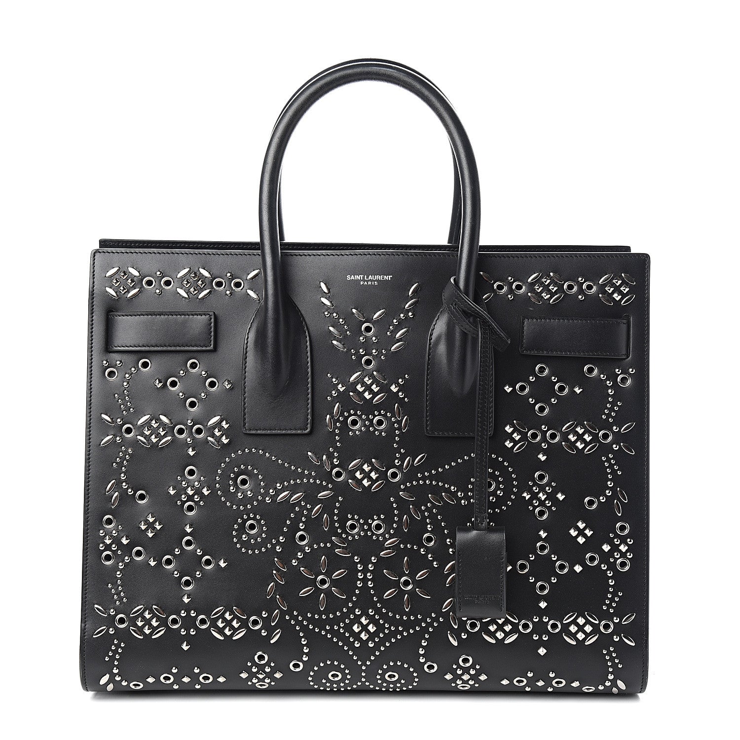 Saint Laurent Calfskin Perforated Bandana Studded Small Sac De Jour Black 1 of 11