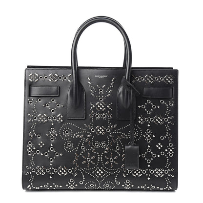Saint Laurent Calfskin Perforated Bandana Studded Small Sac De Jour Black 1 of 11