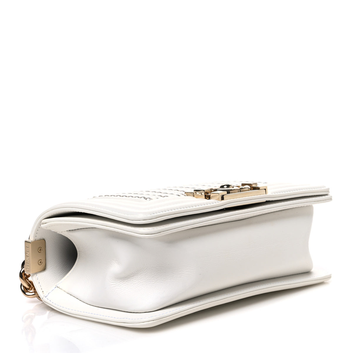Calfskin Pearl Small Boy Flap White