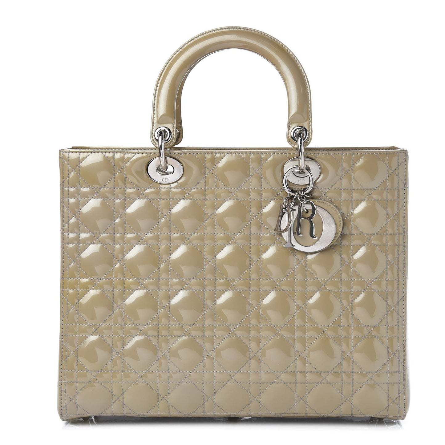 Patent Cannage Large Lady Dior Beige