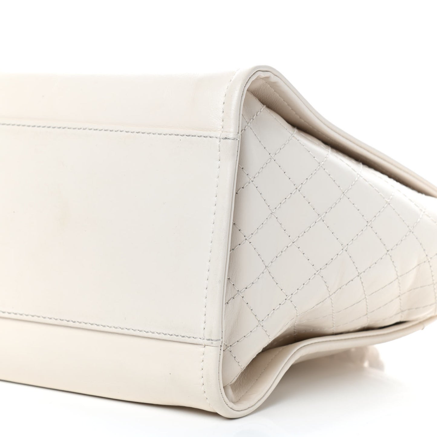 Aged Calfskin Medium Charms Deauville Tote White