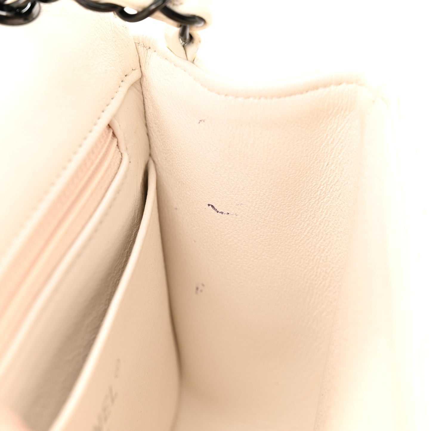 Crumpled Calfskin Quilted Mini Square Flap White