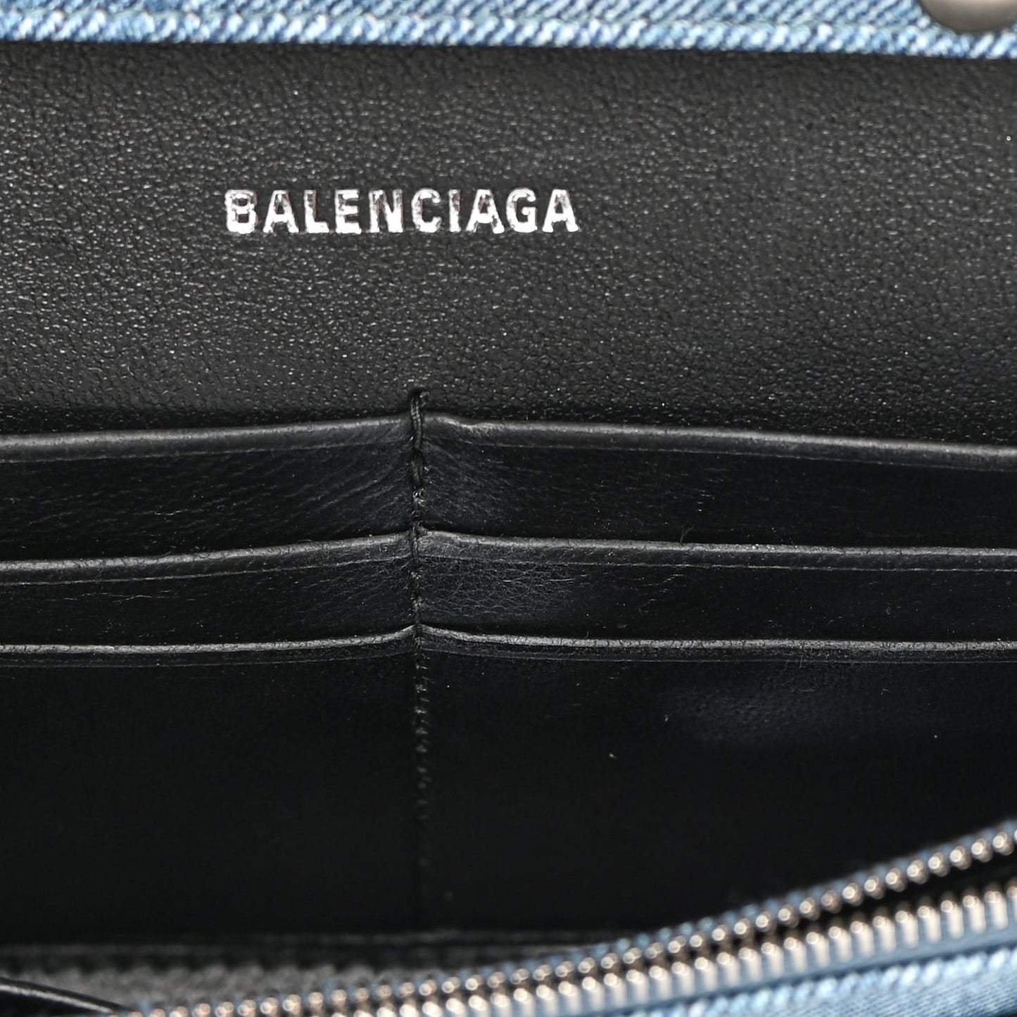 Nappa Denim Printed Hourglass Chain Bag Denim Blue