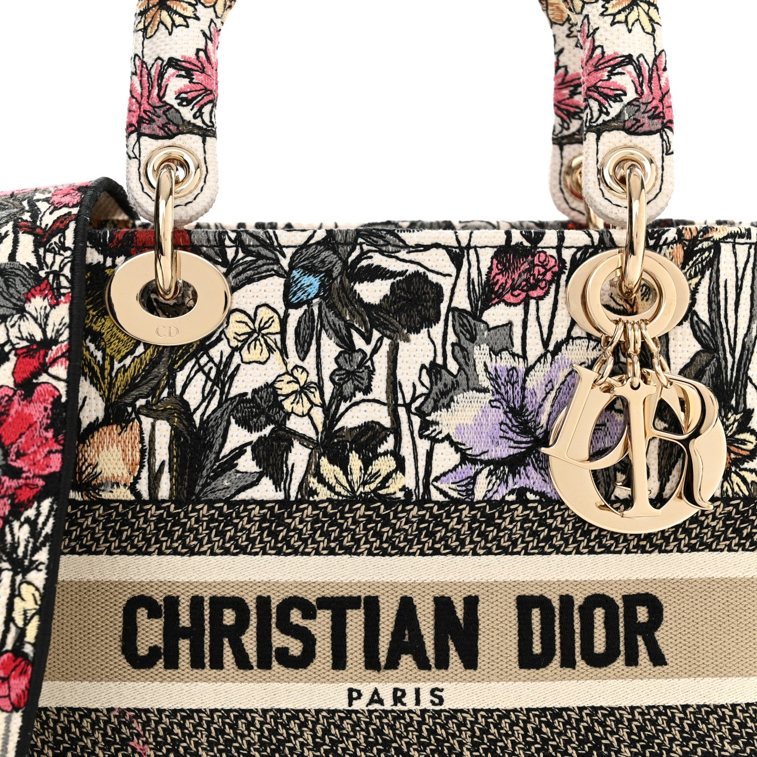 Christian Dior Canvas Embroidered Mille Fleurs Medium Lady D-Lite Multicolor 8 of 12