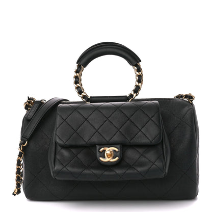 Chanel Caviar Lambskin Quilted In The Loop Bowling Bag Black 1 of 12