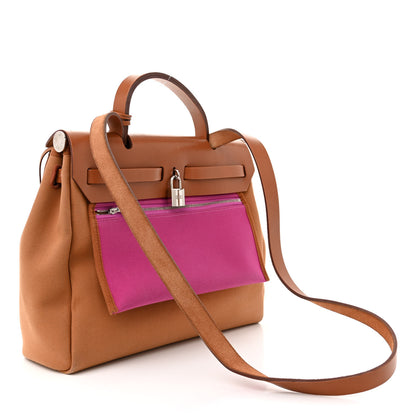 Hermes Toile Officier Vache Hunter Verso Herbag Zip PM 31 Dune Magnolia Fauve 4 of 18