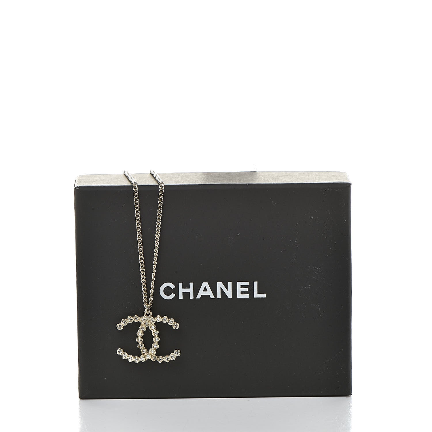 Chanel Crystal CC Pendant Necklace Gold 6 of 6