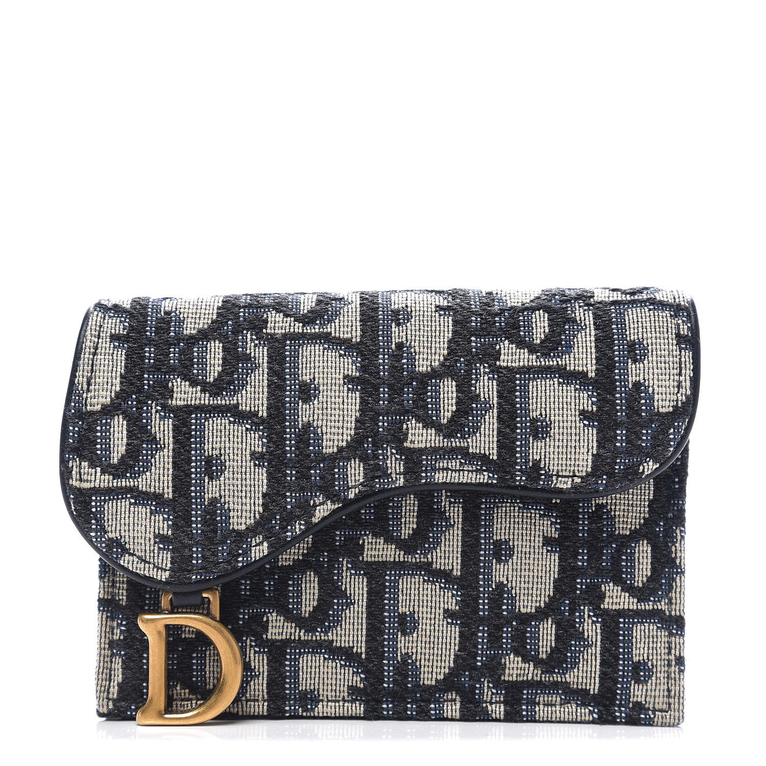 Christian Dior Oblique Saddle Card Holder Blue 1 of 6