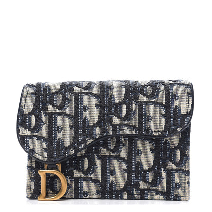 Christian Dior Oblique Saddle Card Holder Blue 1 of 6