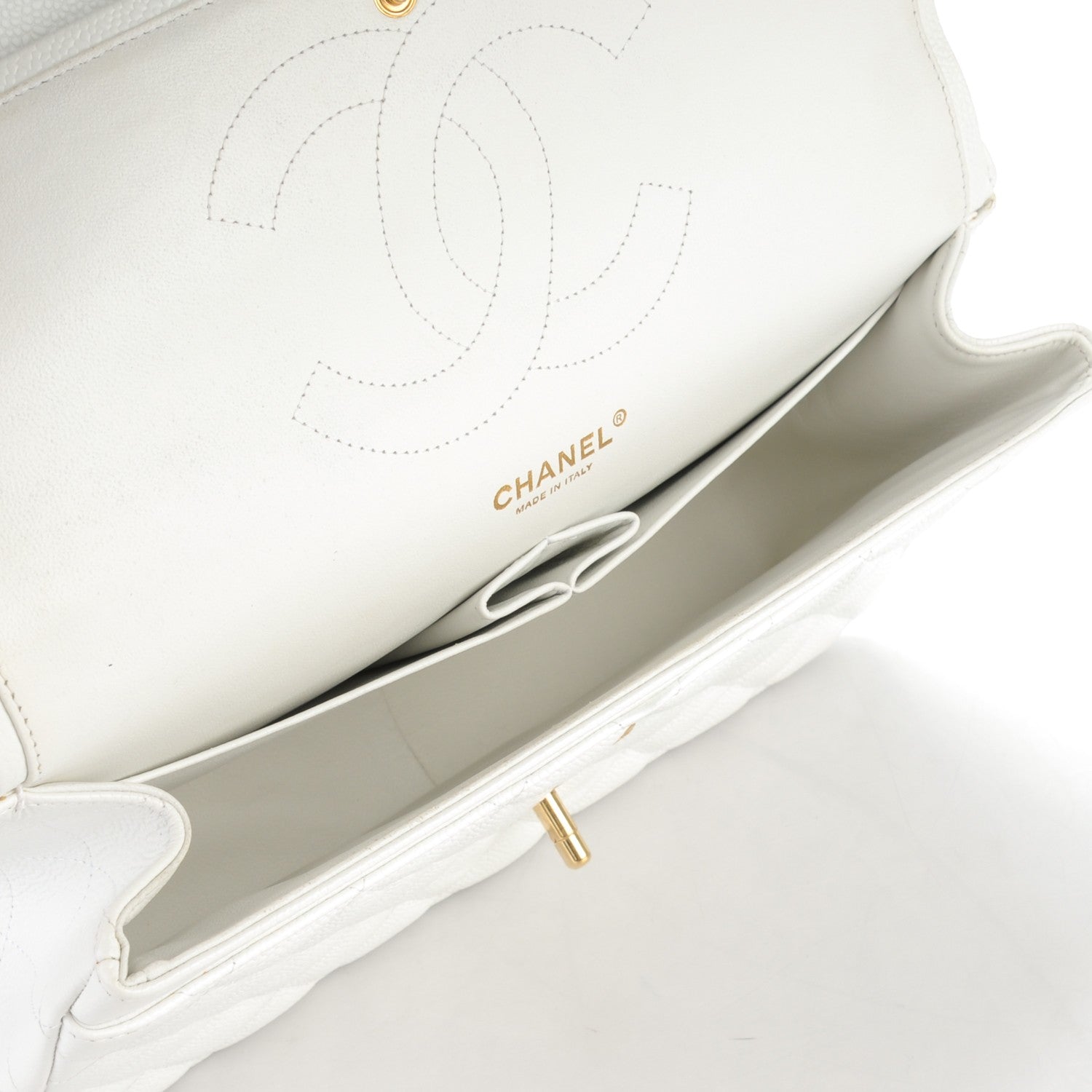 Chanel Caviar Quilted Jumbo Double Flap White 6 of 8