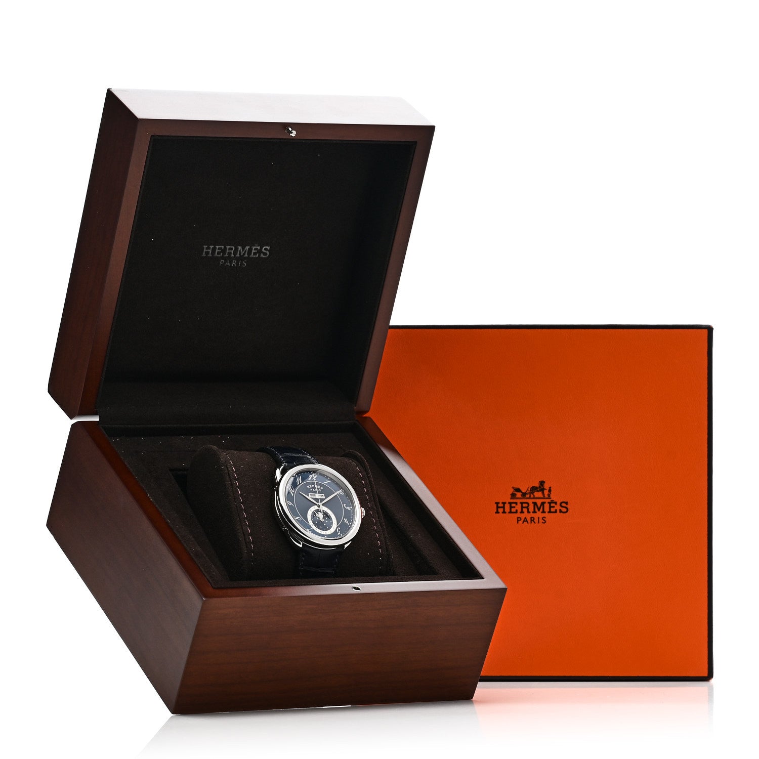 Hermes Stainless Steel Alligator 43mm Arceau Grande Lune Automatic