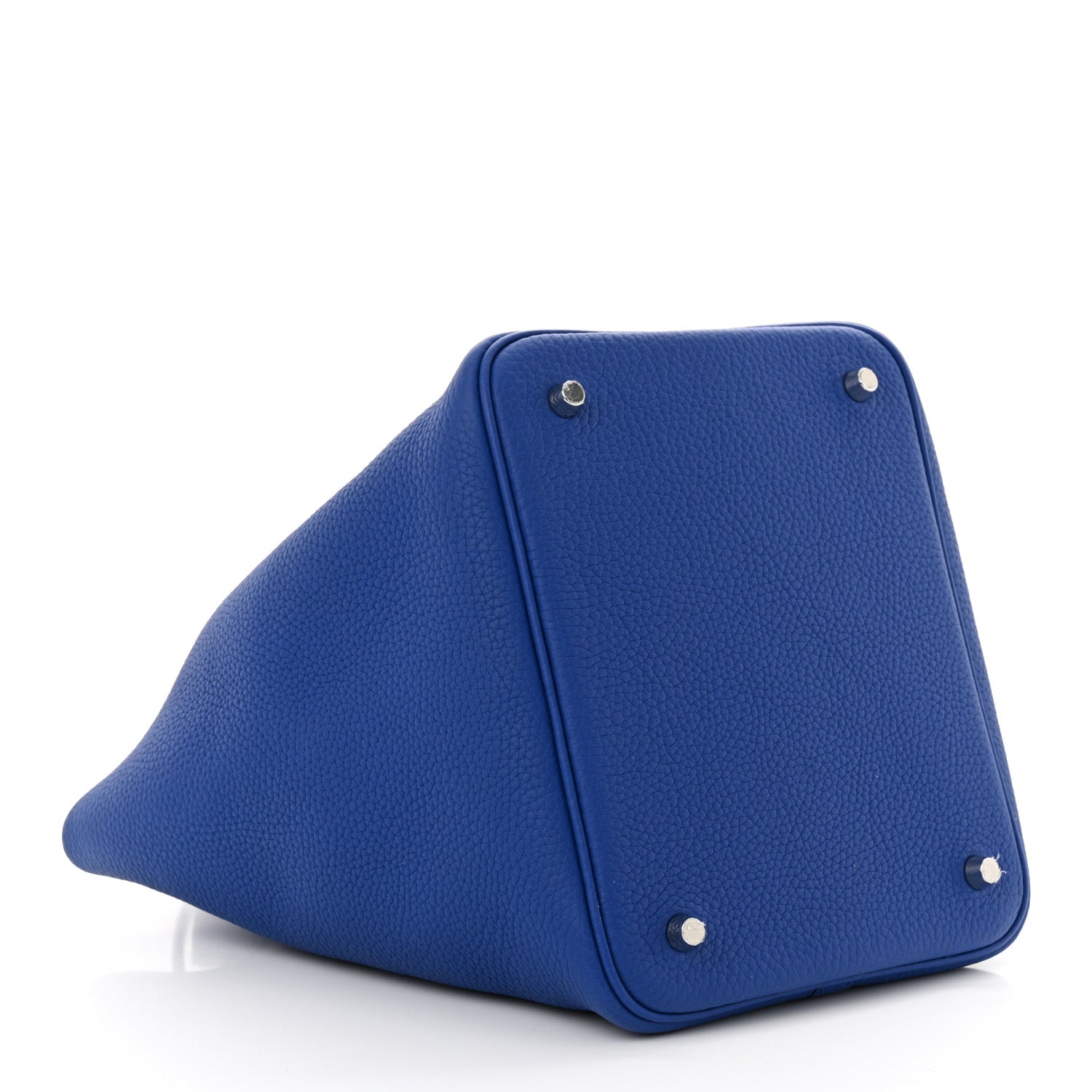 Hermes Taurillon Clemence Ostrich Touch Picotin Lock 22 Bleu Electrique 4 of 13