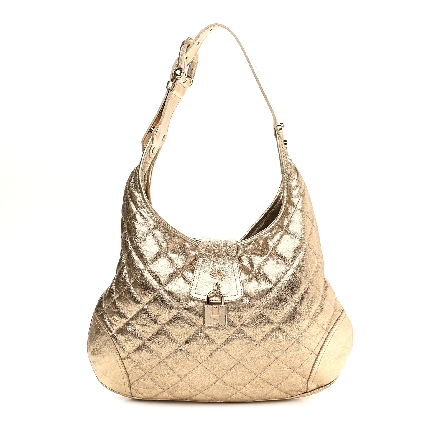 Metallic Calfskin Quilted Hoxton Hobo Gold
