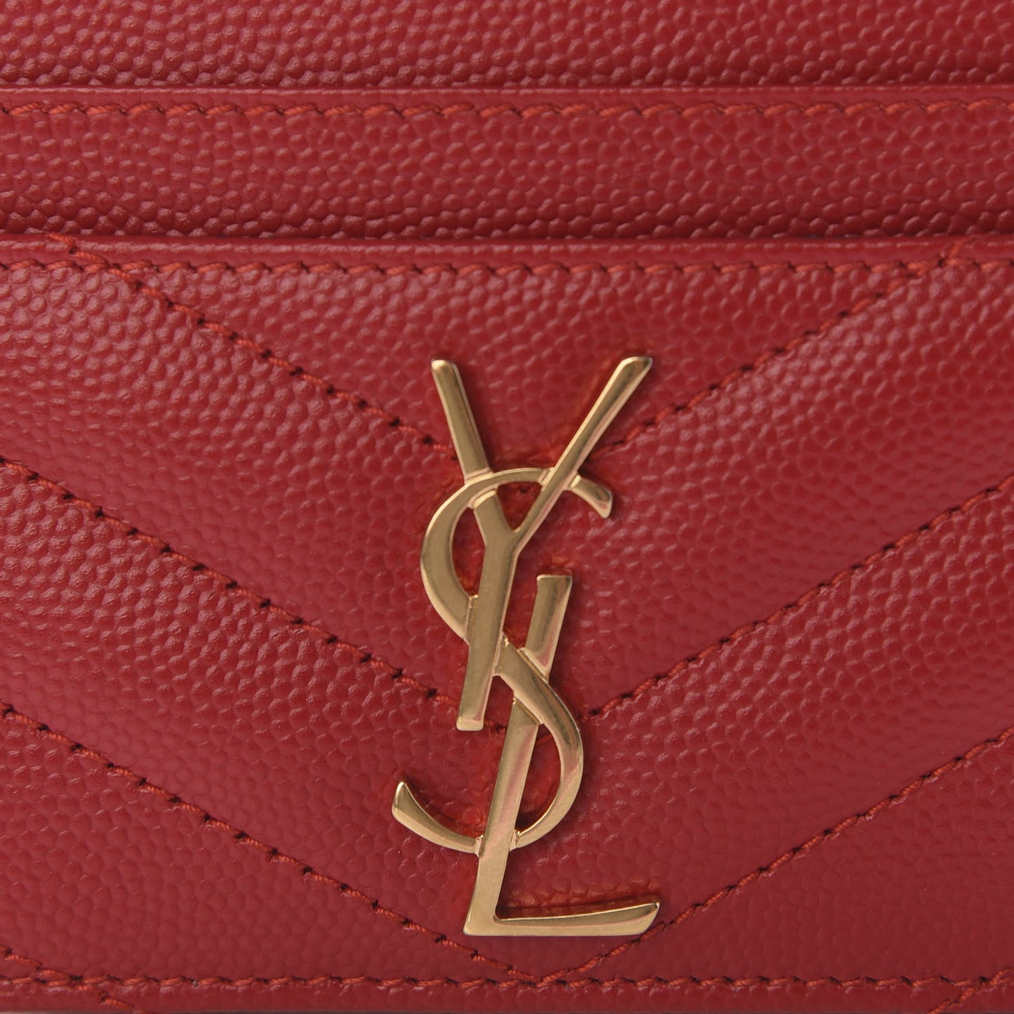 Grain De Poudre Matelasse Chevron Monogram Credit Card Case New Red