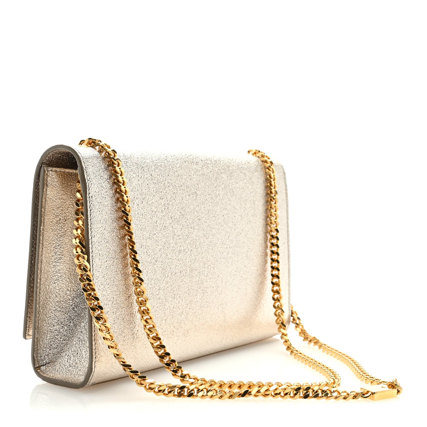 Saint Laurent Metallic Calfskin Small Classic Monogram Kate Satchel Gold 3 of 8