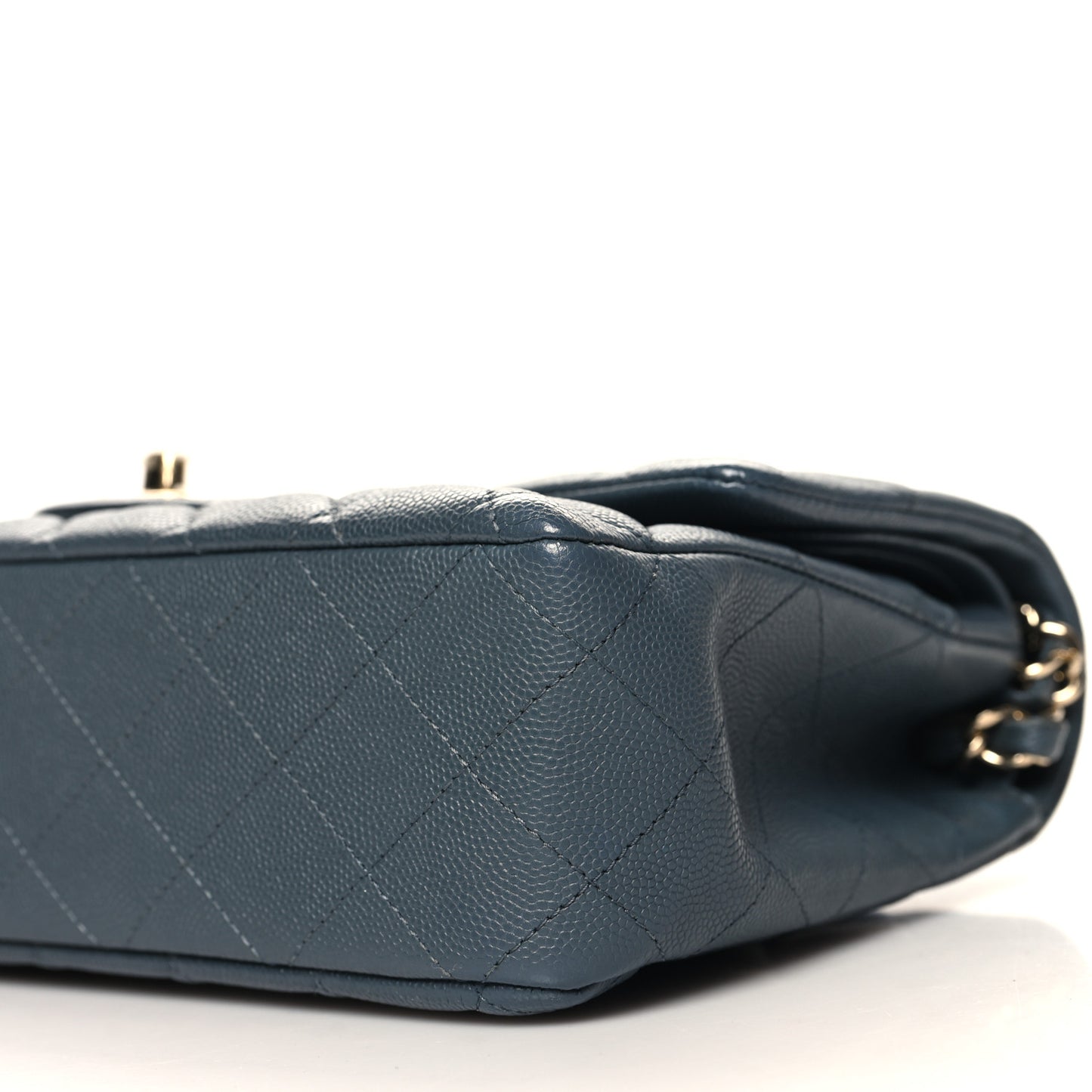 Caviar Quilted Medium Double Flap Dark Grey