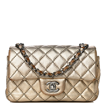 Chanel Metallic Lambskin Quilted Side Stitch Mini Rectangular Flap Gold 1 of 14