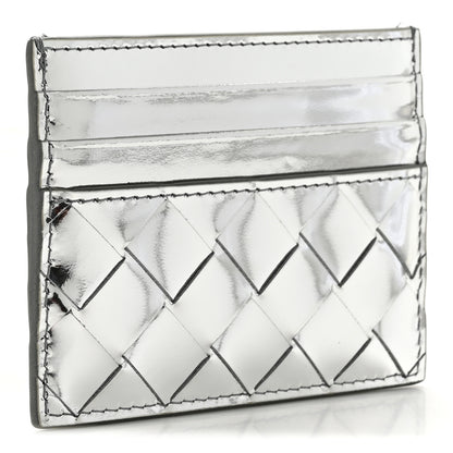 Bottega Veneta Mirror Laminated Nappa Intrecciato Card Holder Silver 3 of 9