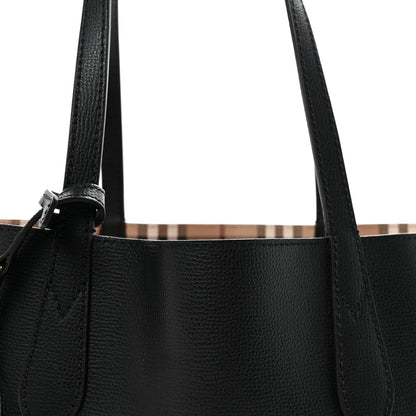Burberry Grainy Calfskin Haymarket Check Small Reversible Tote Black 7 of 9
