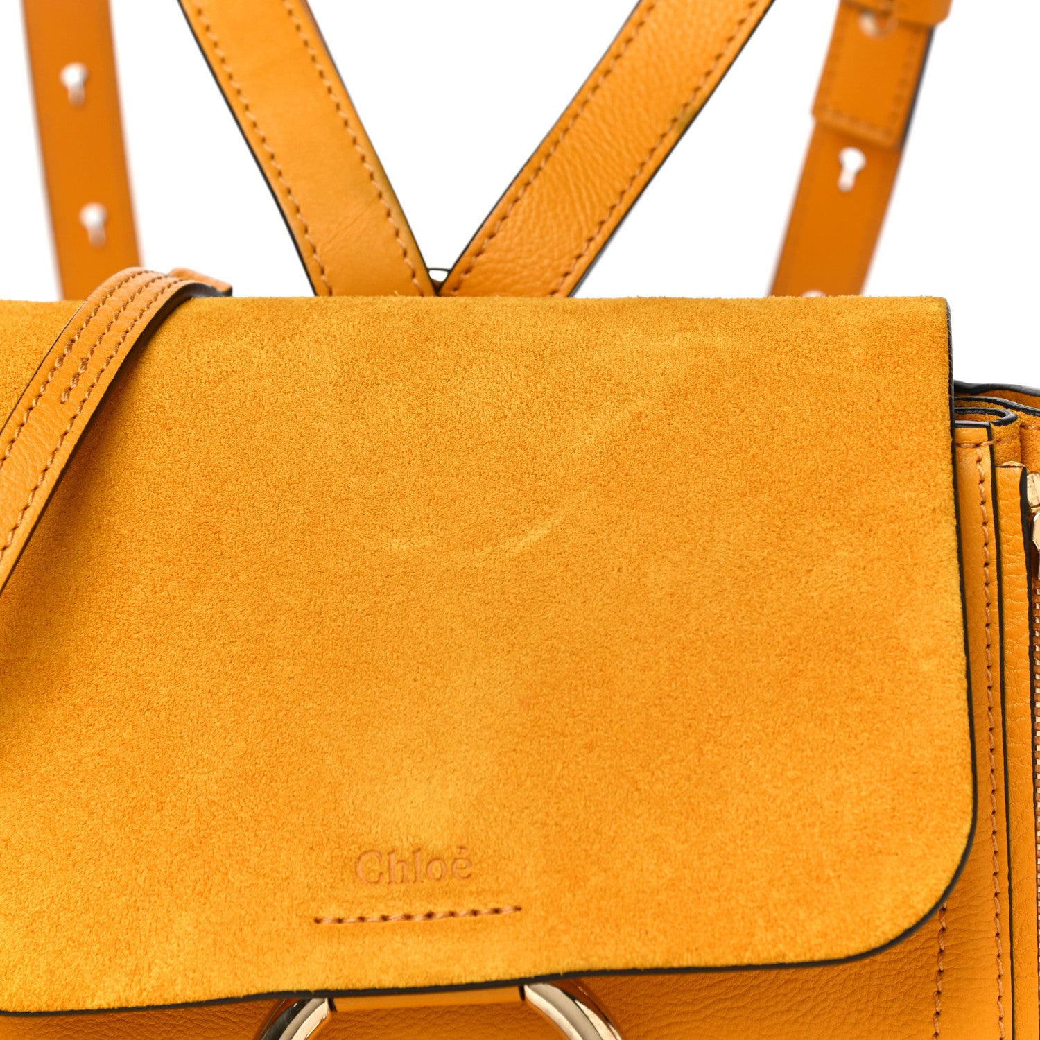 Chloe Suede Calfskin Small Faye Backpack Dusty Yellow 11 of 12