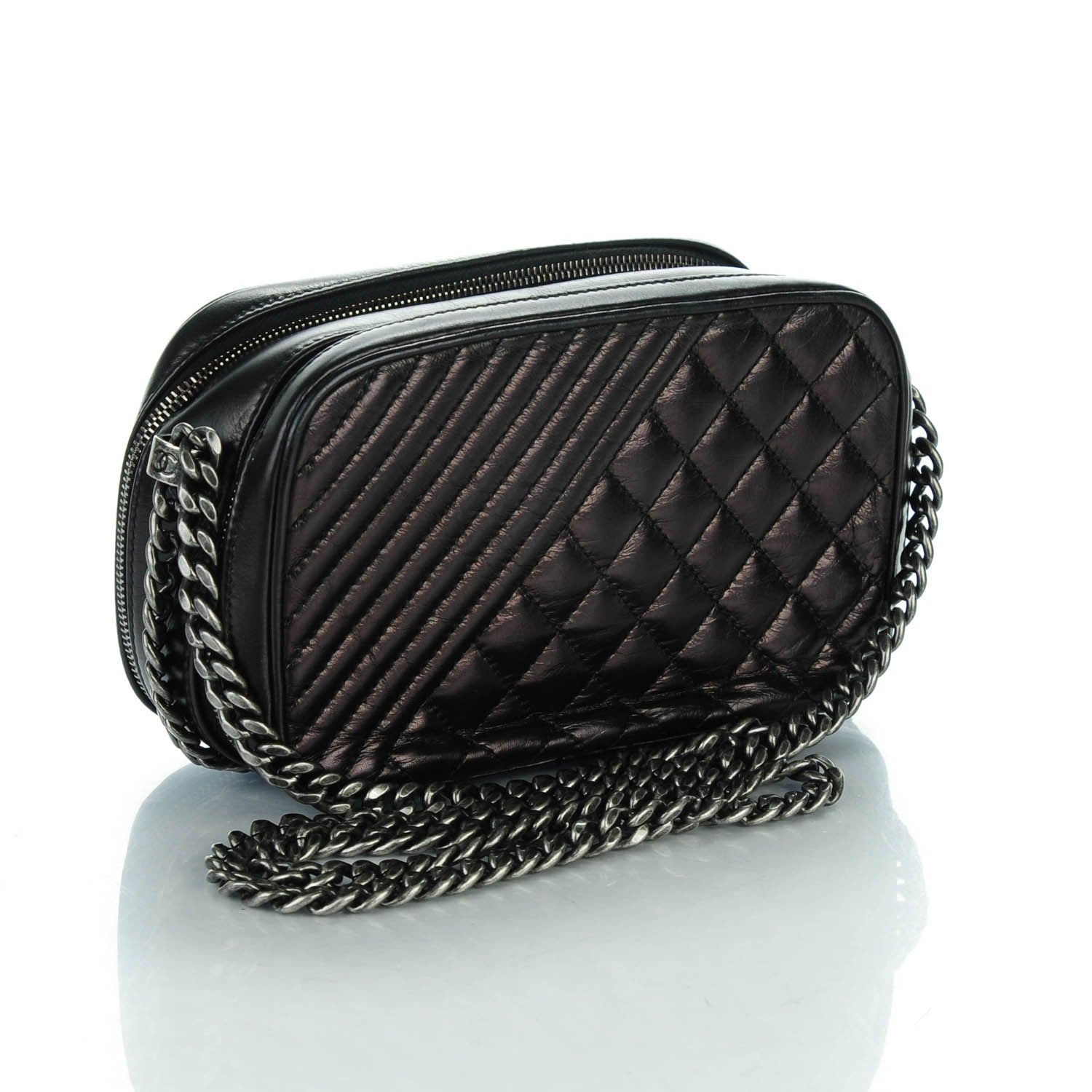 Chanel Glazed Calfskin Small Coco Boy Camera Case Black 3 of 7