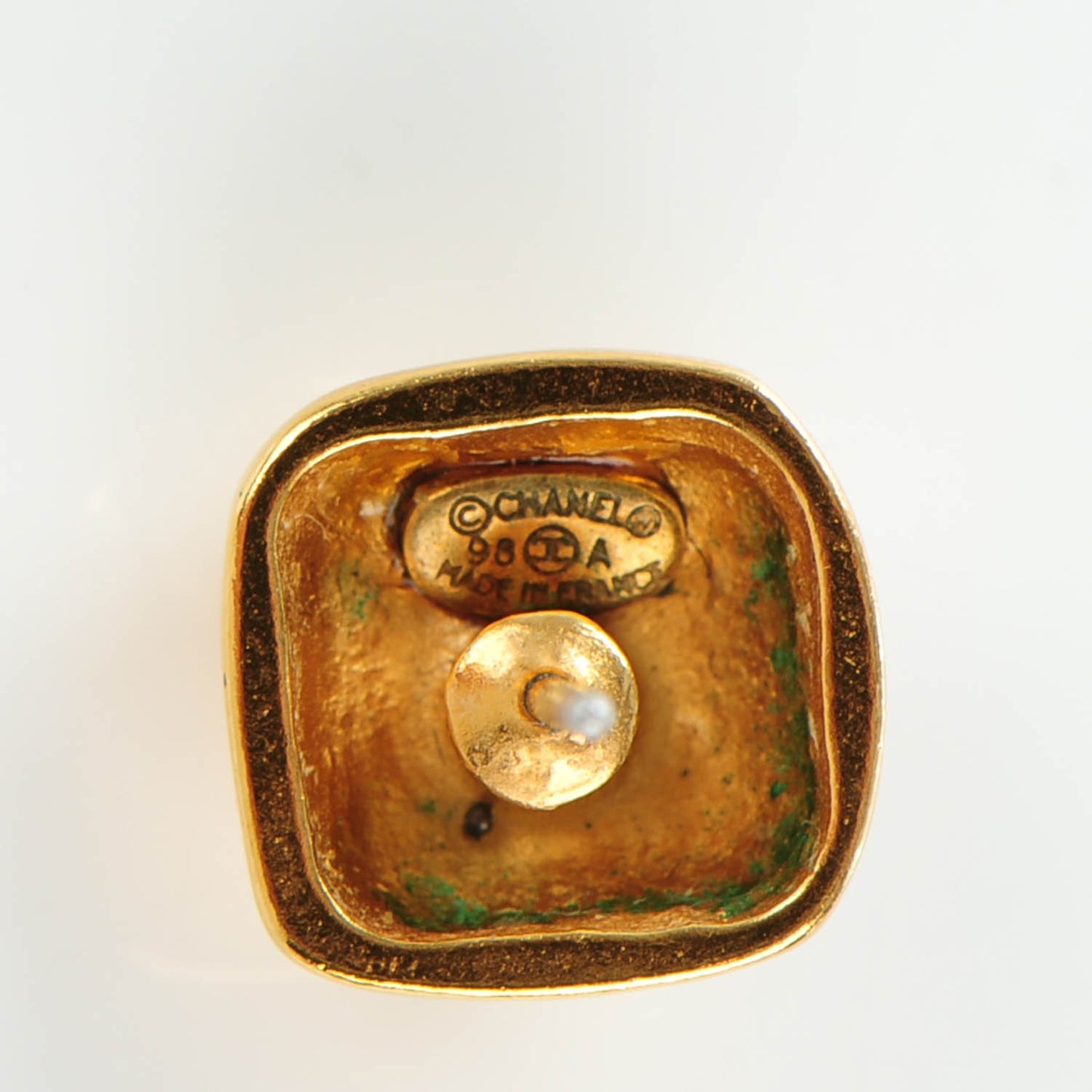 CC Button Earrings Gold