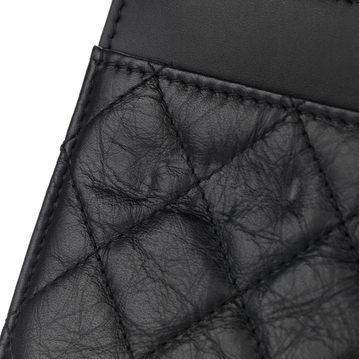 Aged Calfskin Quilted Lucky Charms 2.55 Reissue Wallet On Chain WOC Black