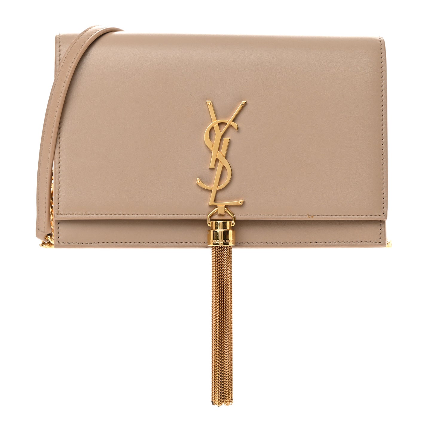 Smooth Calfskin Classic Monogram Kate Tassel Chain Wallet Dark Beige