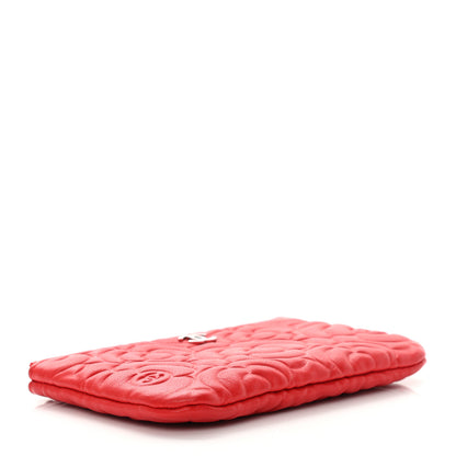 Chanel Goatskin Camellia Embossed Cosmetic Pouch Red 4 of 8
