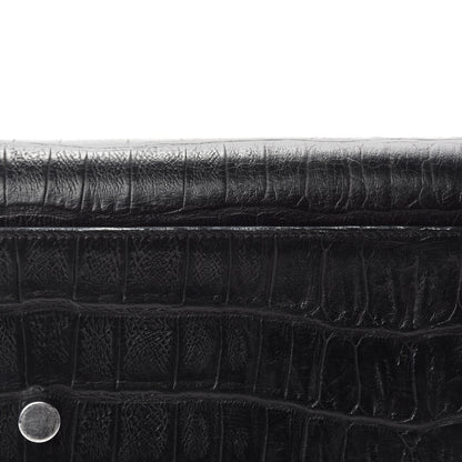 Saint Laurent Calfskin Crocodile Embossed Small Sac de Jour Black 10 of 16
