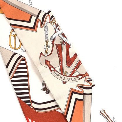 Hermes Silk Bouquets Selliers Twilly Blanc Alezan Etoupe 3 of 4