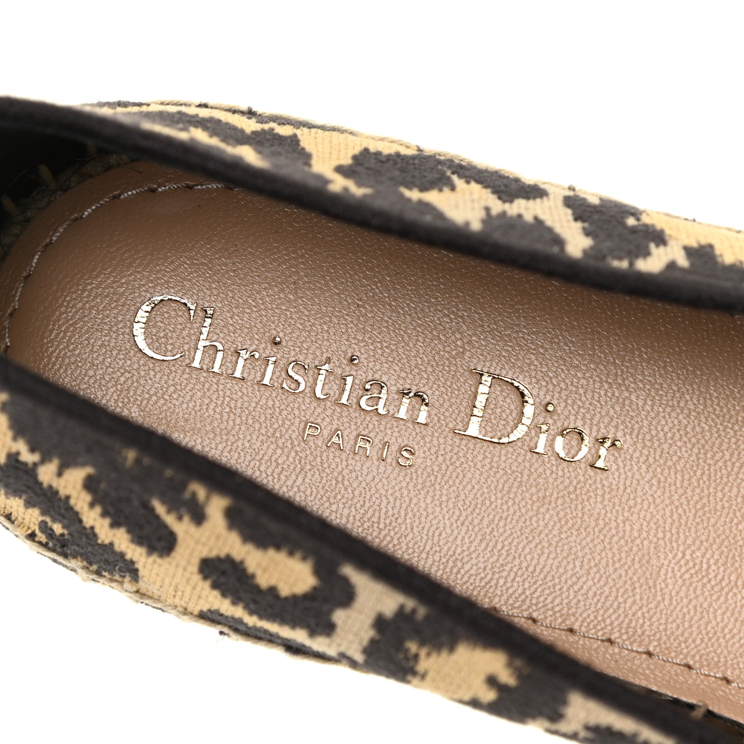 Christian Dior Cotton Embroidered Leopard Print Granville Espadrille 39 Natural 11 of 13