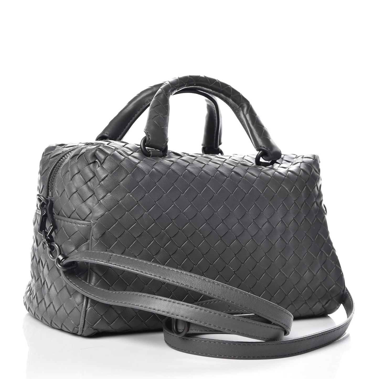 Nappa Intrecciato Mini Boston Light Grey