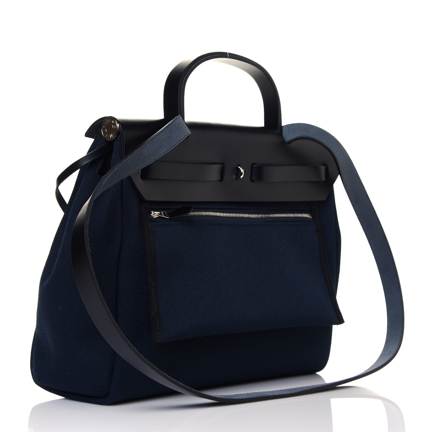 Hermes Military Toile Vache Hunter Herbag Zip PM 31 Black Bleu Indigo 2 of 10