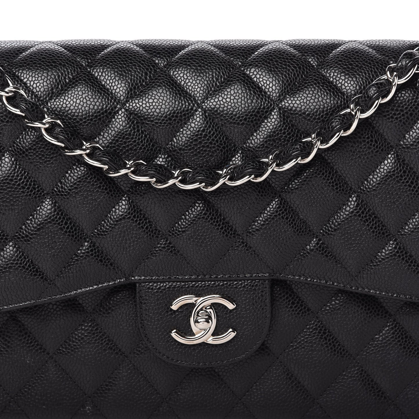 Caviar Quilted Jumbo Double Flap Black