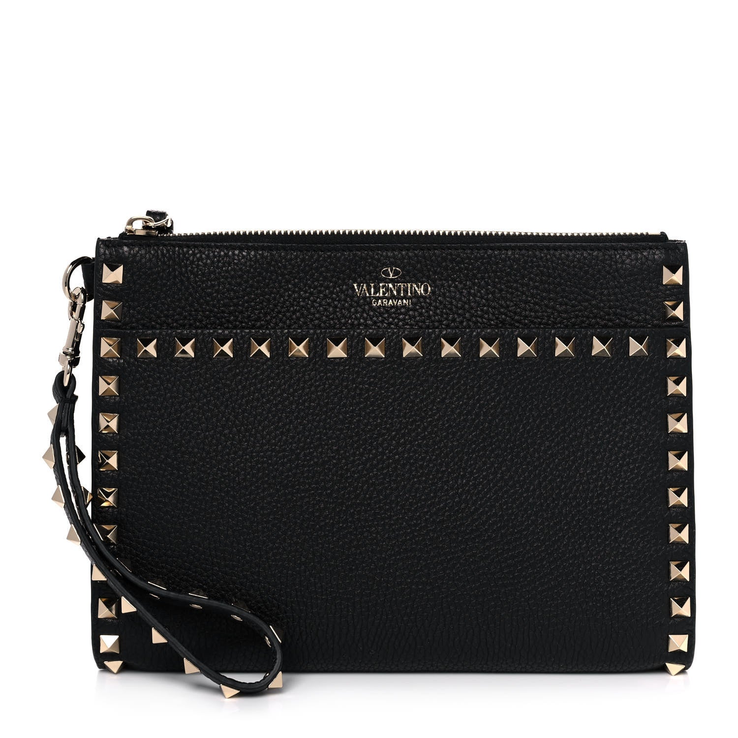 Valentino Garavani Nappa Medium Rockstud Flat Pouch Black 1 of 9