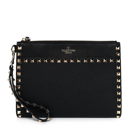 Valentino Garavani Nappa Medium Rockstud Flat Pouch Black 1 of 9