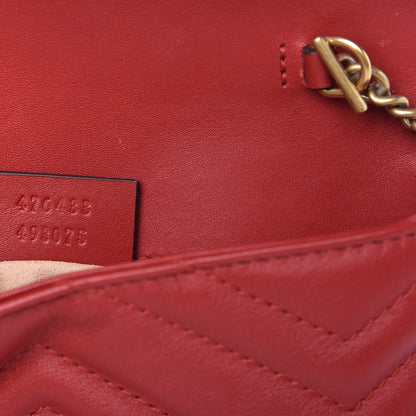 Gucci Calfskin Matelasse Super Mini GG Marmont Shoulder Bag Hibiscus Red 9 of 11