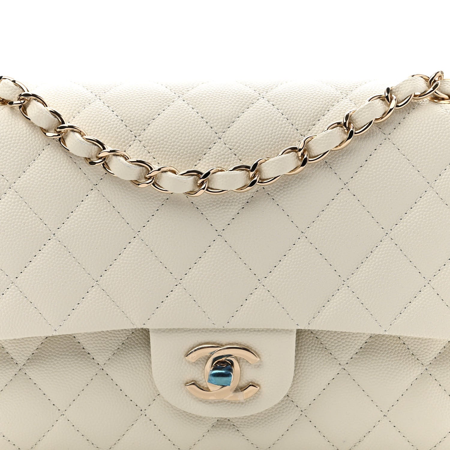 Chanel Caviar Quilted Medium Double Flap White 8 of 11