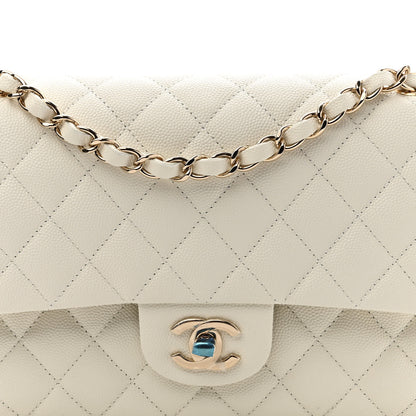 Chanel Caviar Quilted Medium Double Flap White 8 of 11