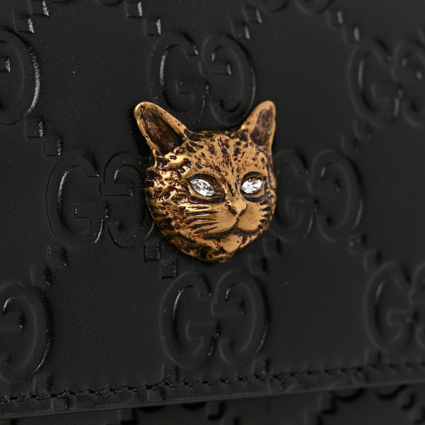 Guccissima Signature Crystal Cat Flap Wallet Black