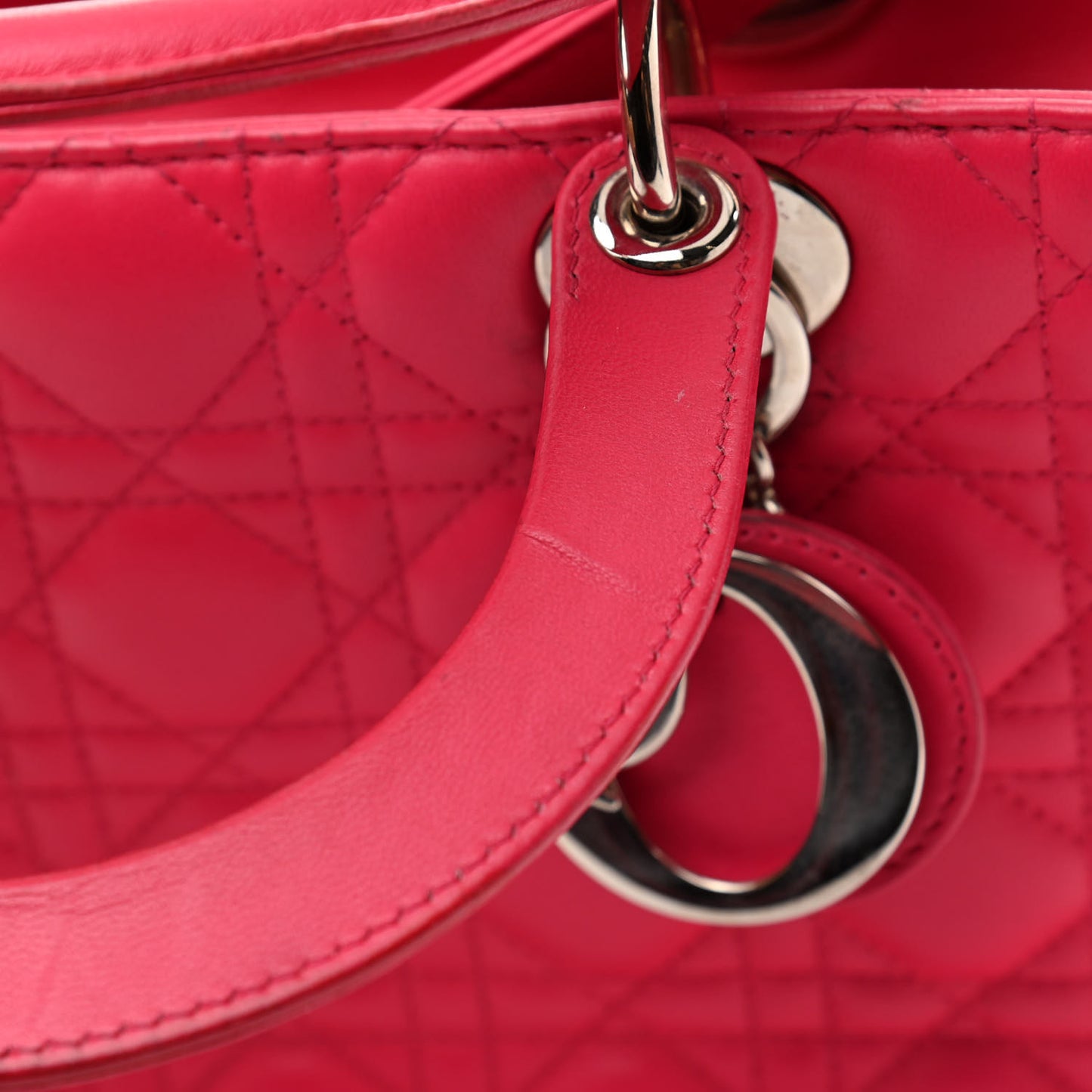 Lambskin Cannage Large Lady Dior Fuchsia
